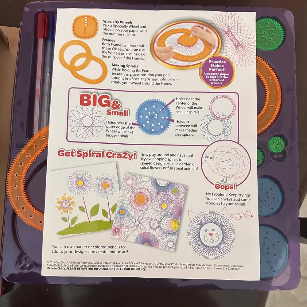 Cra Z Art Super Spiral‎ System Drawing Art Kit Kids Fun Creative Design Tools
